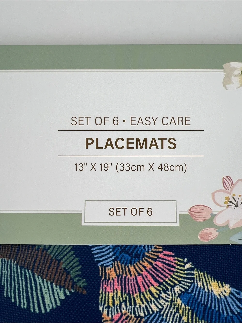 Lillian August French Farmhouse Placemats Multi Color Floral Birds Set of 6 NEW